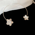 Metal Flower Open Choker Collar Gold Silver Finish view 2