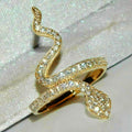 Gold Pave Clear CZ Coiled Snake Finger Ring Sizes 6-10 view 2