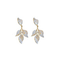 Crystal Leaf Branch Drop Earrings in Gold and Silver Tones view 5
