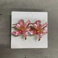 Sculptural Iris Flower Stud Earrings in Three Colors view 6