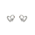 Silver-Tone Open Heart Clear Star Pave Crystal Studs view 5