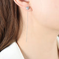 Gold Steel Heart Stud Earrings With Long Chain Tassel view 4