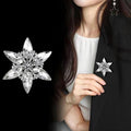 Silver Tone Snowflake Crystal Metal Brooch Pin for Jackets and Lapels view 3