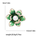 Layered Enamel Flower Brooch with Pearl Center Decorative Clothing Pin view 6