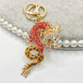 Rhinestone Chinese Dragon Keychain Metal Zodiac Bag Charm view 6