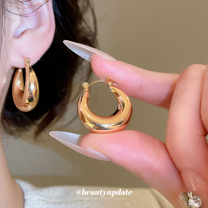 Gold-Tone Smooth Rounded Hoop Earrings - One Style