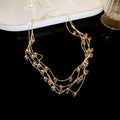 Gold Multi Layer Round Crystal Station Necklace Six Colors view 6