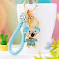 Jeweled Koala Keychains in Three Colors with Matching Braided Fortune Loops view 3