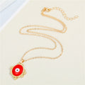 Gold Tone Ornate Oval Evil Eye Pendant Necklaces in Six Colors view 5