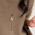 Brown Horse Pendant Pearl Lariat Necklace Decorative Jewelry Design view 1
