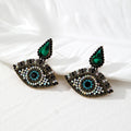 Gold Tone Rhinestone Evil Eye Drop Earrings 8 Styles view 10