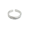 Silver Open Adjustable Letter Band Ring Engraved Text view 5