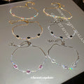 Oval Crystal Slider Bracelet In Clear Black Or Pink And Two Tones view 3