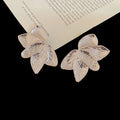 Textured Layered Petal Statement Stud Earrings Matching Jewelry Pair view 7