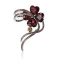 Heart Crystal Four Leaf Flower Brooch in Three Colorways view 5