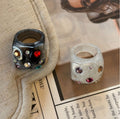 Resin Chunky Wide Band Rings Multicolor Rhinestone Accents view 4