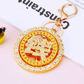 Rotating Crystal Money Coin Keychain with Plain and Loose Loop Options view 2