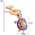 Multicolor Rhinestone Turtle Keychain Gold Tone Bag Charm view 5