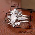 Silver Tone Marquise CZ Three Piece Stack Finger Ring Set view 4