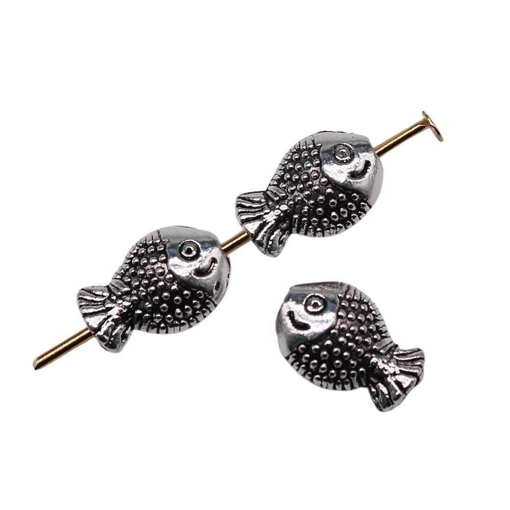 12x7mm 0.7g Antique Silver Zinc Alloy Fish Loose Metal Beads for DIY Bracelet Jewelry Making