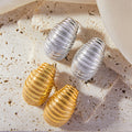 Ribbed Twisted Stripe Ear Studs Gold Silver Titanium Steel view 3