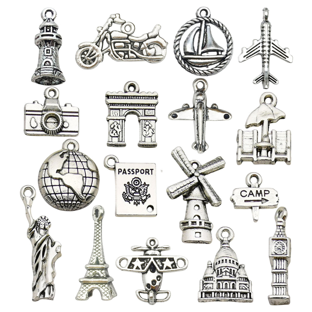 Iron Tower Airplane Ship Car Model Charm Pendants for DIY Earrings Keychain Jewelry