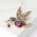 Rhinestone Hummingbird Brooch Large Oval Gem Gold or Silver view 2