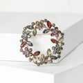 Round Leaf and Crystal Wreath Brooch in Four Mixed Palettes view 4
