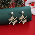 Snowflake Green Center Pearl Look Holiday Stud Earrings view 2