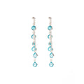 Aqua and Pink Clear Stone Silver Chain Tassel Earrings view 5