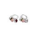 Multicolor Crystal Charm Hoop Earrings in Two Tones view 5
