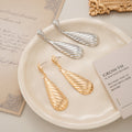 Twisted Ribbed Teardrop Extra Long Dangle Earrings view 2