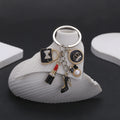 Black Handbag Crown Lipstick Heel and Pearl-Look Keychain view 2