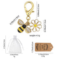 Gold Rhinestone Bee Daisy Flower Lobster Clasp Keychain view 2
