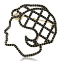 Black Crystal Brain Outline Brooch with Gold Tone Backing view 1