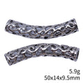 Openwork Curved Bracelet Tube Connector in Antique Silver Tone view 3