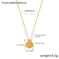 Shell Pendant Necklace With Imitation Pearls Gold Or Steel view 6