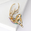 Colorful Enamel Deer Brooch With Polished Metal And Sculpted Decorative Details view 3