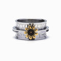 Silver Gold Sunflower Spinner Wide Band Ring Sizes 6-13 view 3