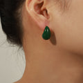 Color Enamel Teardrop Stud Earrings Copper Gold Post view 7