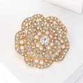 Layered Crystal Camellia Brooch in Three Metal Finishes view 3
