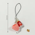 Flocked Raspberry and Strawberry Jam Bottle Phone Strap Charms view 4