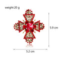 Red Gold Tone Cross Geometric Crystal Two Designs Metal Brooch Pin view 2