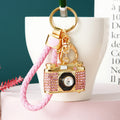 Jeweled Camera Keychains in Pink, Blue and White with Braided Options view 2