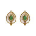 Gold-Tone Teardrop Shell Look Stud Earrings With Stone Halo view 5