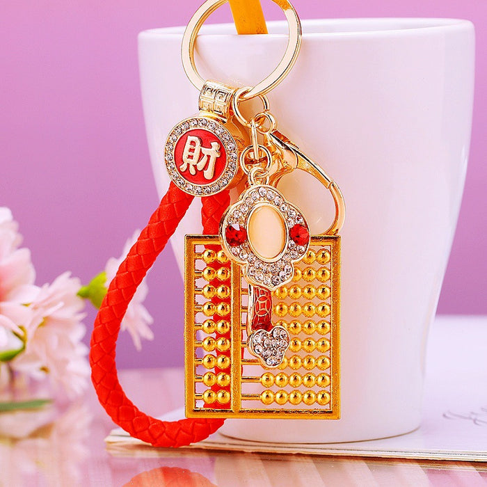 Gold Tone Abacus Keychains with Crystal Trim in Three Colors