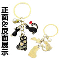 Black Cat Heart and Faux Pearl Enamel Charm Keychain view 4