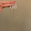 Clear Crystal Threader Chain Drop Stud Earrings With Metal Details view 6