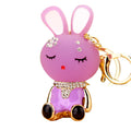 Eyelash Rabbit Keychain with Purple Enamel and Crystal Collar view 5
