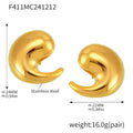 Polished Swirl Teardrop Stud Earrings Gold Steel Multi Sizes view 6